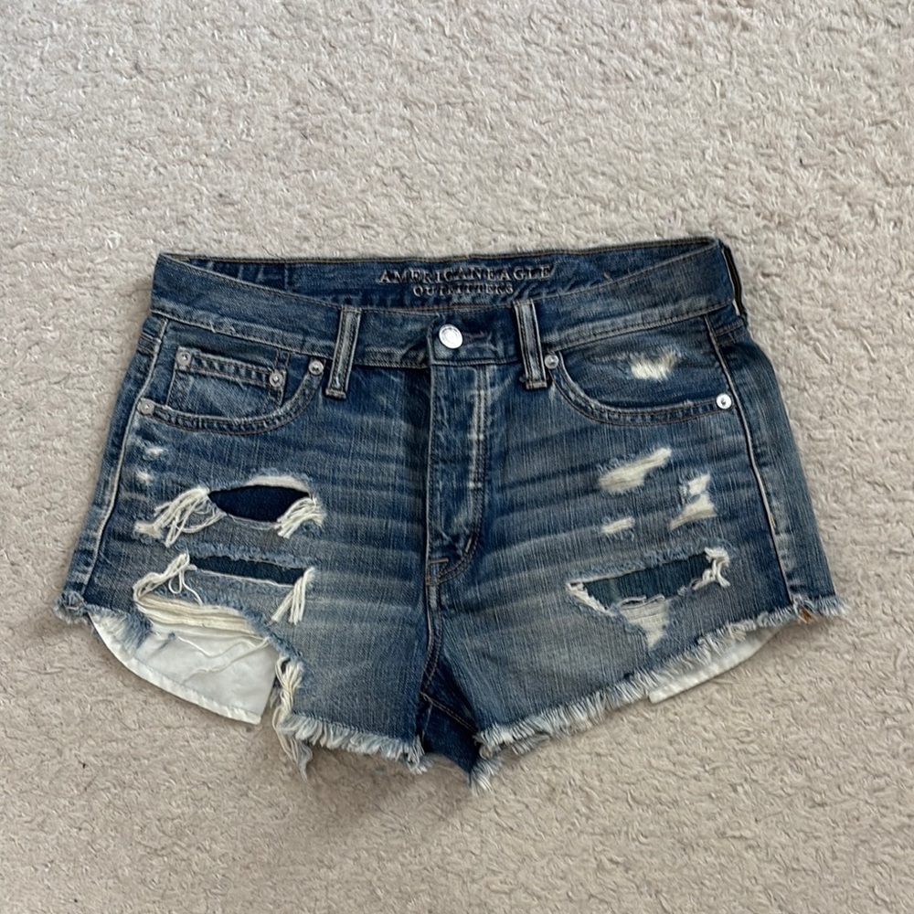 !American Eagle Outfitters Blue Distressed Jean Shorts